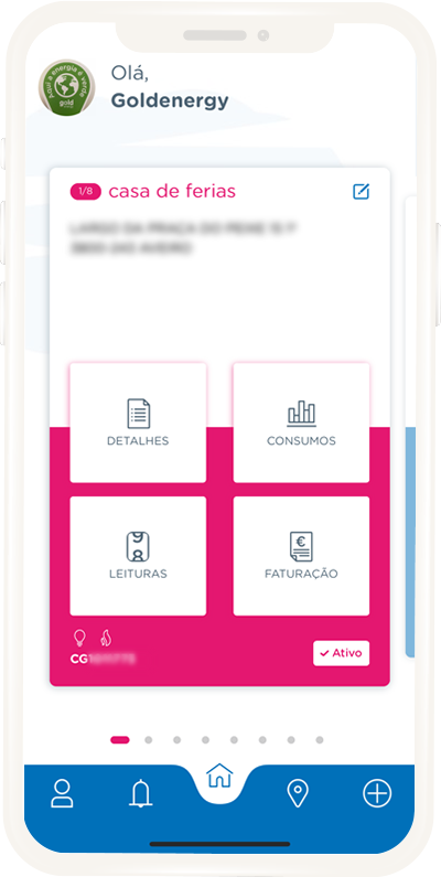 Menu de consulta de Contrato na app goldenergy